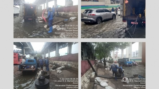 Banjir Rob di Jakarta Utara, Pasukan Biru Kerahkan Pompa Mobile di Titik Vital