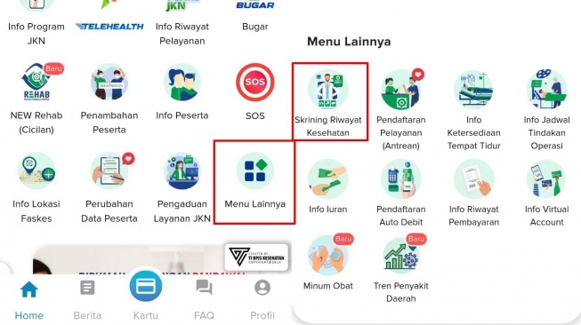 Skrining BPJS Kesehatan. (Tangkap Layar Mobile JKN)