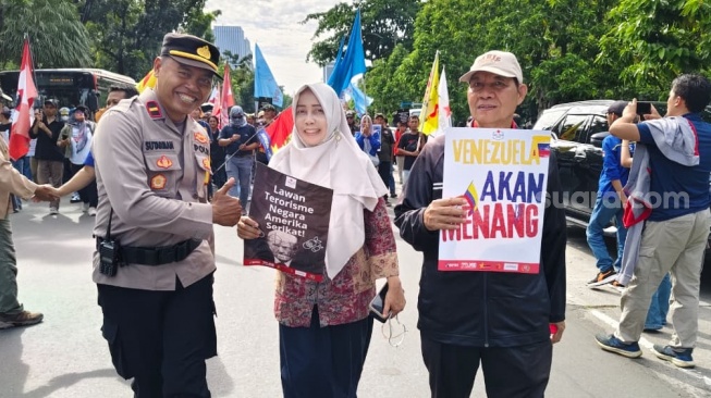 Gedung Kedubes AS Diguncang Protes, Massa Buruh: Jangan Sampai Indonesia Jadi Sasaran Berikutnya