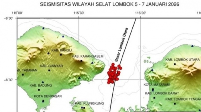 Ada Apa di Selat Lombok? BMKG Deteksi 62 Gempa Tektonik
