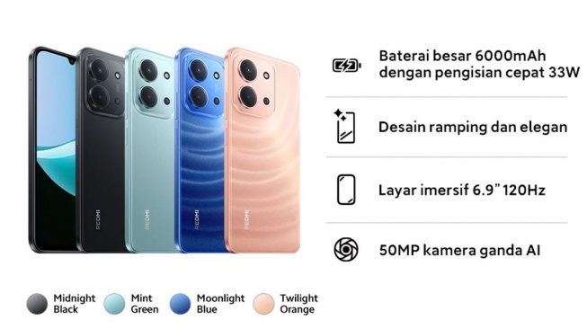 HP Rp1 jutaan dengan layar lebar, Xiaomi Redmi 15C. (Shopee)