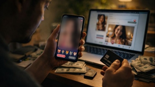 Ilustrasi Modus Love Scamming. [Suara.com/AI]