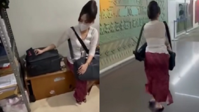 KN menyamar jadi pramugari. [kolase TikTok]