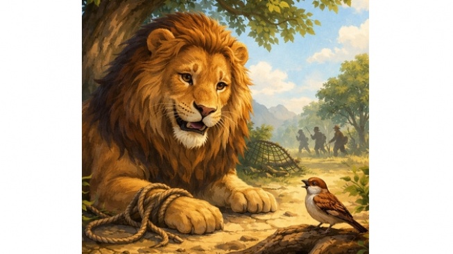 Persahabatan Singa dan Burung Pipit