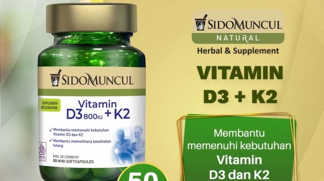 Sido Muncul Vitamin D3 800 IU + K2 (Shopee/Sido Muncul Natural Official Store)