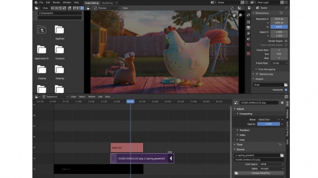 Aplikasi edit video Blender. [Blender]