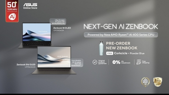 Asus Perkenalkan Zenbook AI Terbaru: Desain Super Tipis, Performa Cerdas, Baterai Tahan Lama