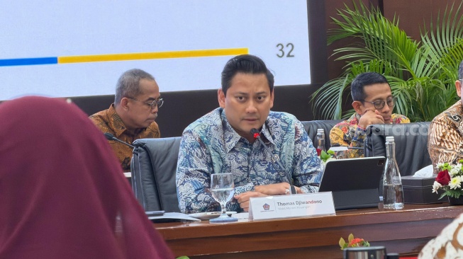 Wakil Menteri Keuangan Thomas Djiwandono. [Suara.com/Dicky Prastya]