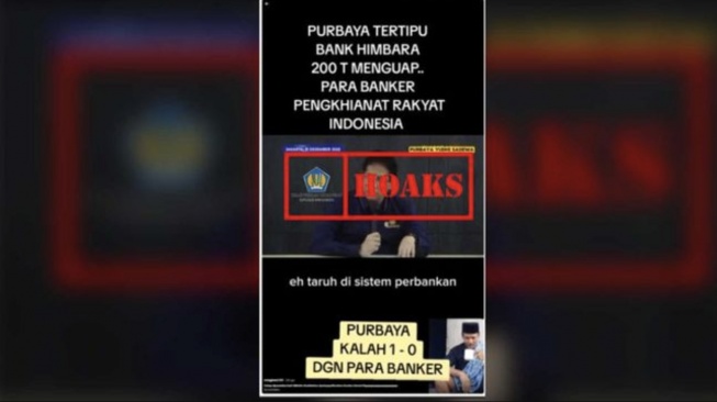 Kementerian Keuangan klarifikasi kabar Menteri Keuangan Purbaya tertipu Bank Himbara Rp200 T adalah Hoaks [Ist]