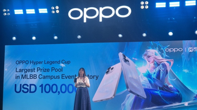 Kolaborasi Oppo dan MLBB dalam turnamen OPPO Hyper Legend Cup. [Suara.com/Dythia] 