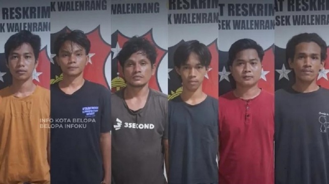 7 orang pemuda terduga pelaku penganiayaan dan penyiram air panas ke anak di Luwu, Sulawesi Selatan [SuaraSulsel.id/Istimewa]
