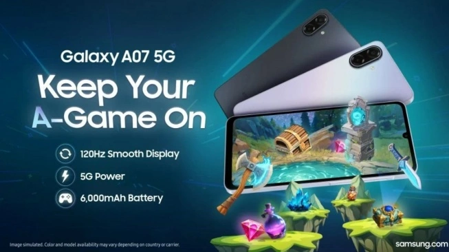 Tampilan belakang HP Samsung Galaxy A series dengan kamera utama 50MP dan lensa pendukung untuk hasil foto stabil