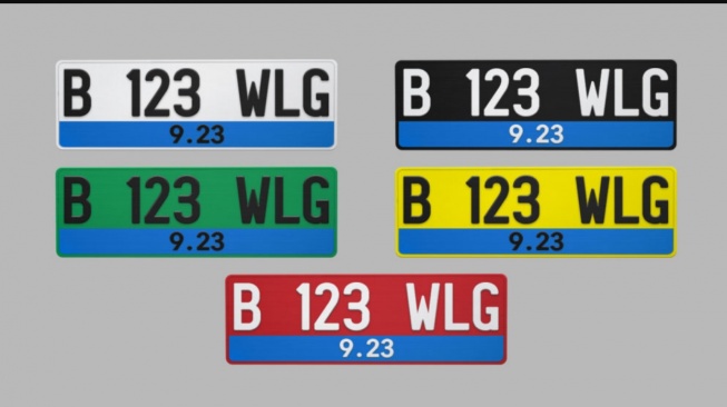 Contoh pelat nomor mobil listrik (Wuling)