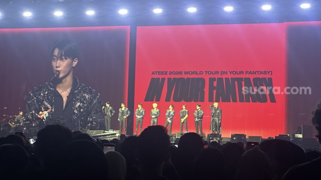 Boyband ATEEZ sukses menggelar konser tunggal perdananya di Indonesia Convention Exhibition (ICE), BSD City, Tangerang pada Sabtu, 31 Januari 2026 [Suara.com/Sumarni]