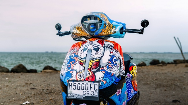 Modifikasi Yamaha Grand Filano Hybrid dengan konsep sporty racing ala Jepang. (Foto: YIMM)