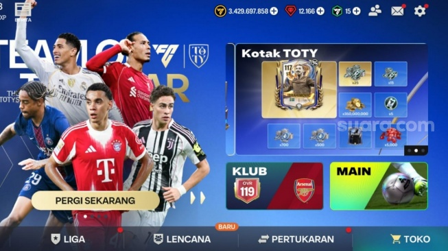 Menu FC Mobile. (Suara.com/ Rezza Rachmanta)