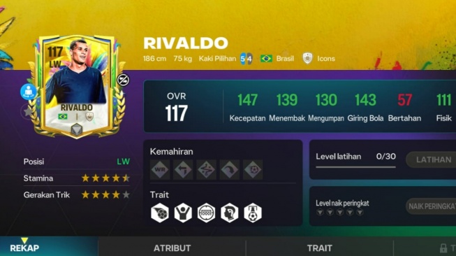 Pemain Ginga, Rivaldo 117 di FC Mobile. (ist)
