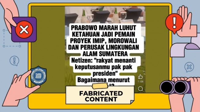Hoaks Prabowo marah ke Luhut kaena main poyek. [Dok. Istimewa]