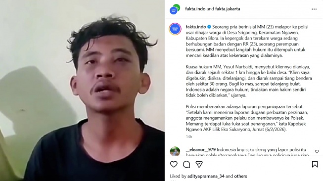 Tangkapan layar kasus perselingkuhan di Blora. [Instagram/@Fakta.Indo]