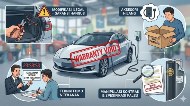 Ilustrasi penipuan sales mobil (Gemini AI)