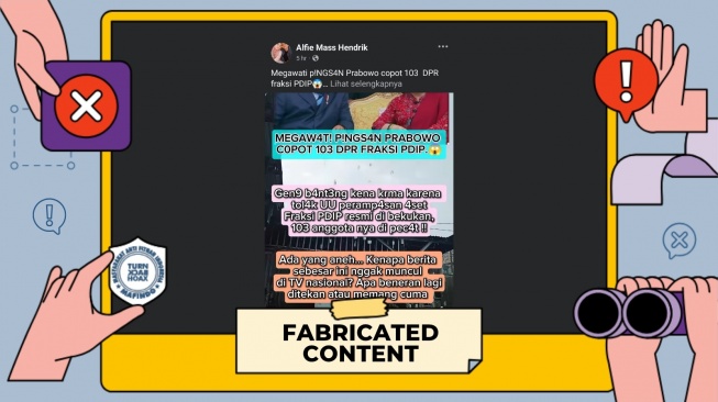 Isu mengenai Presiden Prabowo Subianto copot anggota DPR ramai beredar di media sosial. [Dok TurnBackHoax]