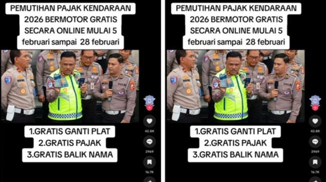 Hoaks pemutihan pajak kendaraan bermotor. [Ist]