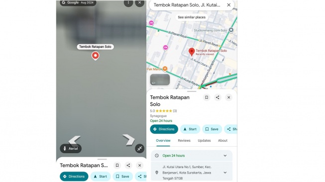 Tembok Ratapan Solo yang diduga rumah Jokowi (Google Maps)