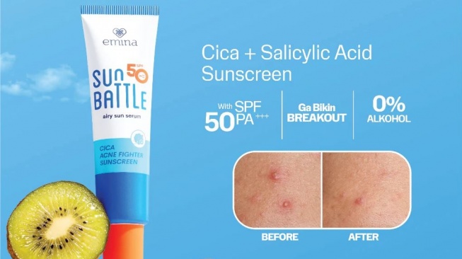 Sunscreen budget Rp30 ribuan. (Shopee/Emina Official Shop)