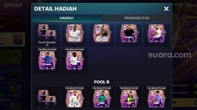 Kartu Ramadan 2026 di FC Mobile. (Suara.com/ Rezza Rachmanta)