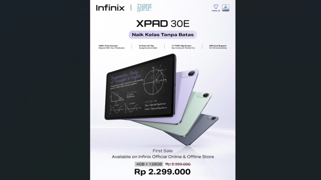 Infinix Xpad 30E Resmi Meluncur: Tablet Murah dengan AI Tutor dan Baterai 7.000mAh, Harga Rp2 Jutaan