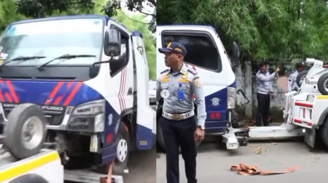 Gak Pandang Bulu! Sudinhub Jakbar Angkut Paksa Mobil Towing Polisi yang Parkir Sembarangan