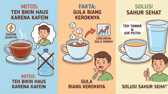 Ilustrasi teh bikin cepat haus (Gemini AI)