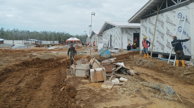 Pembangunan Huntap di Tapanuli Terus Berjalan, Kerangka Rumah dan Batu Bata Tersusun Rapi