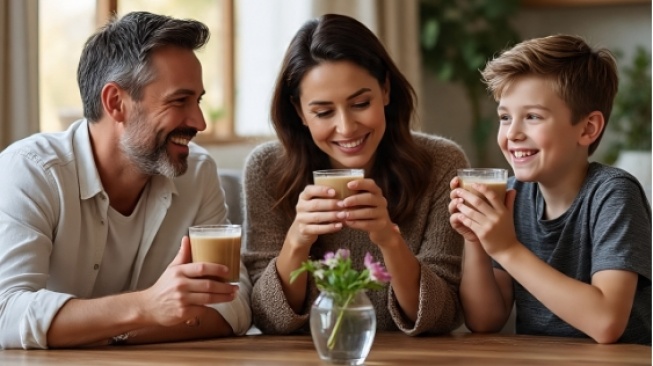 Ilustrasi minum kopi saat sahur. (Meta AI)