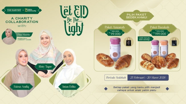 Paket sedekah berisi produk bakery dan donasi untuk anak yatim piatu. (Dok. Harvest)