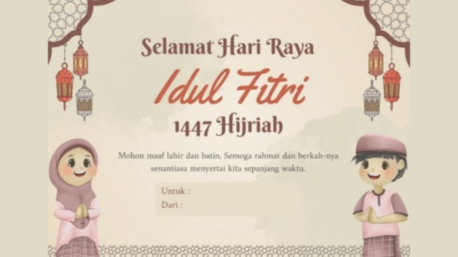 55 Kartu Ucapan Lebaran 2026 Aesthetic, Bisa Langsung Download Gratis dan Diedit Sesuka Hati