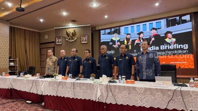 Media Briefing LPDP di Kantor Kemenkeu, Jakarta, Rabu (25/2/2026). [Suara.com/Dicky Prastya]