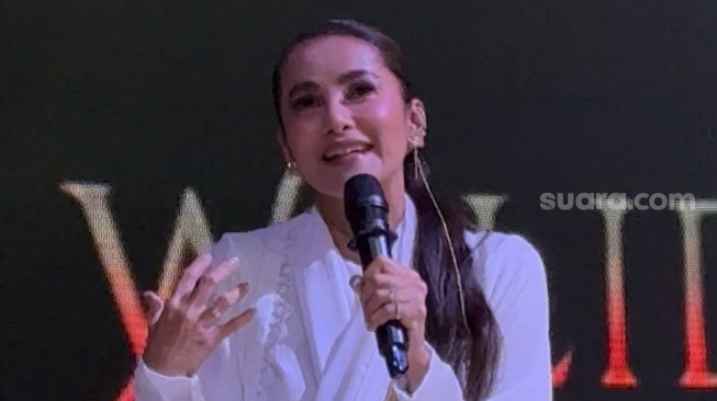 Olla Ramlan dalam konferensi pers series Walid season 2 di kawasan Senayan, Jakarta Pusat pada Kamis, 26 Februari 2026 [Suara.com/Tiara Rosana].