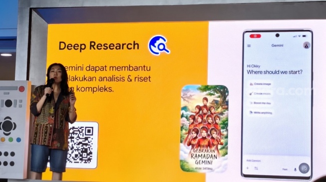 Communication Manager Google Indonesia, Feliciana Wienathan dalam acara Google Gebrakan Ramadan 2026 di Jakarta, Jumat (27/2/2026). [Suara.com/Dythia]