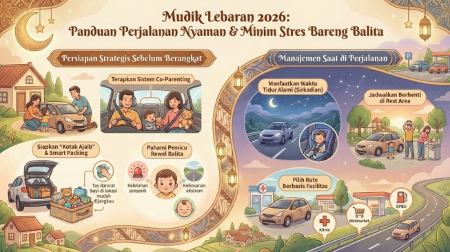 Mudik lebaran tetap asyik meski bawa balita di dalam mobil (Gemini AI)