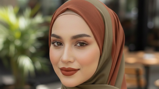 Ilustrasi lipstik warna ginger bread yang cocok dengan hijab warna earth tone [Gemini]
