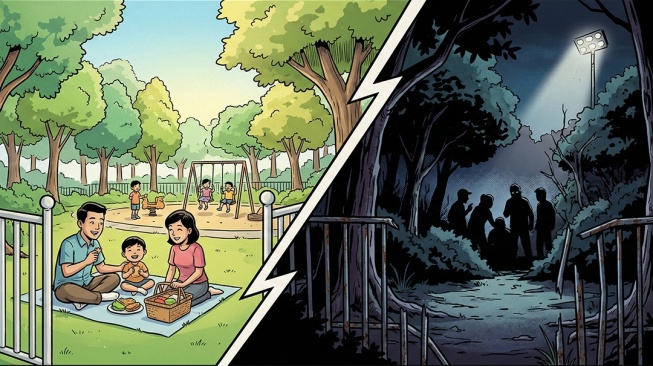 Di Balik Rimbun Hutan Cawang: Jerat Asusila, Tembok Beton, dan Ruang Publik yang Sekarat