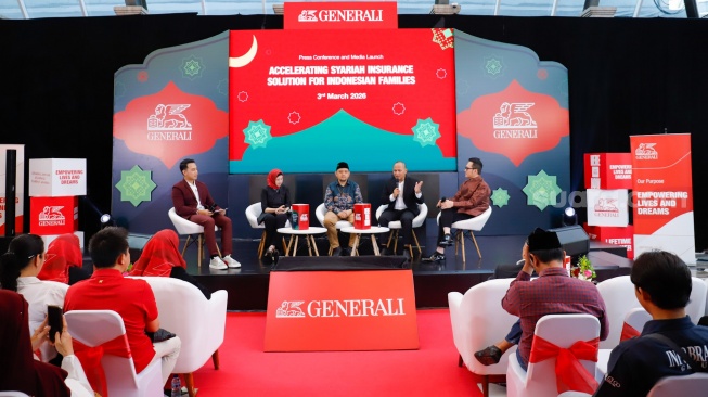Talkshow saat peluncuran produk GEN Syariah Perlindungan Aman di Jakarta, Selasa (3/3/2026). [Suara.com/Alfian Winanto]
