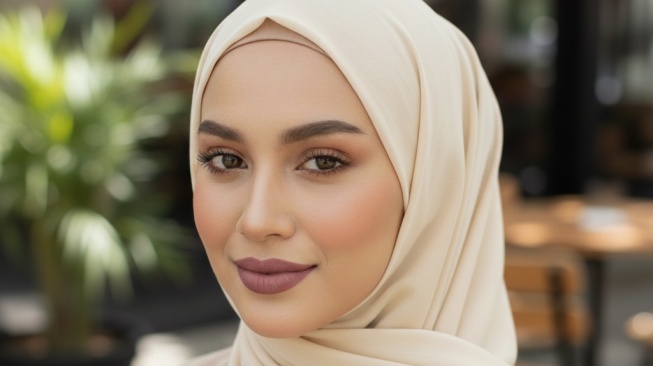 Ilustrasi lipstik warna mauve yang cocok dengan hijab warna earth tone [Gemini]
