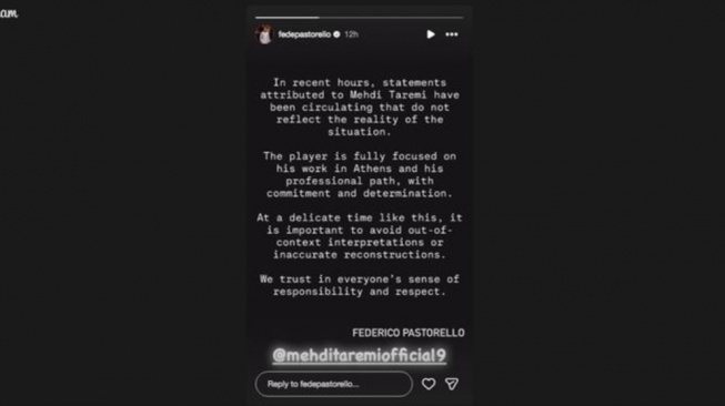 Kabar viral yang menyebut penyerang asal Iran, Mehdi Taremi tinggalkan sepak bola dan bergabung dengan tentara Iran untuk menghadapi Amerika Serikat dan Israel jadi sorotan banyak pihak. [Instagram]