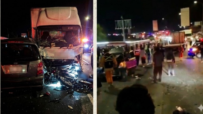 Ilustrasi kecelakaan yang melibatkan puluhan kendaraan di exit Tol Bawen (X)