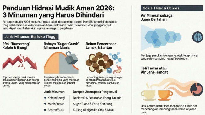 Daftar Minuman yang sebaiknya dihindari saat mudik Lebaran 2026 (Gemini AI)
