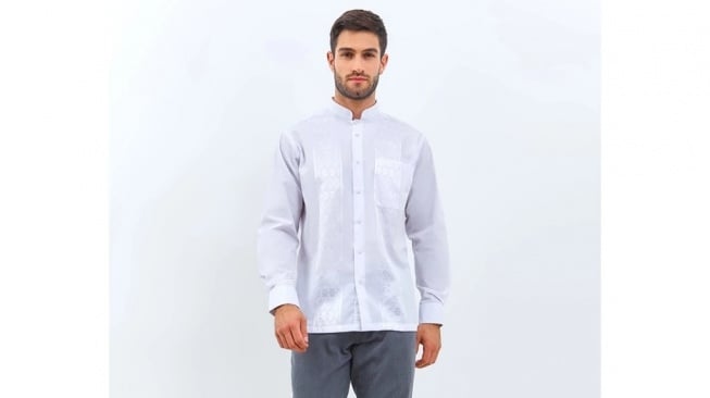 Alisan Koko Bordir Lengan Panjang Putih KBOKO00179 (Shopee/Alisan Official Shop)