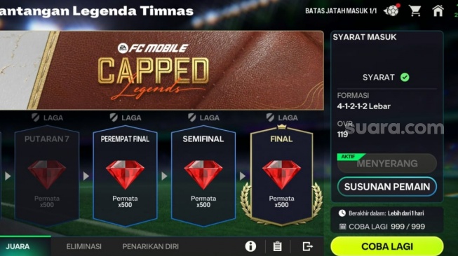 Mode Tantangan FC Mobile. (Suara.com/ Rezza Rachmanta)