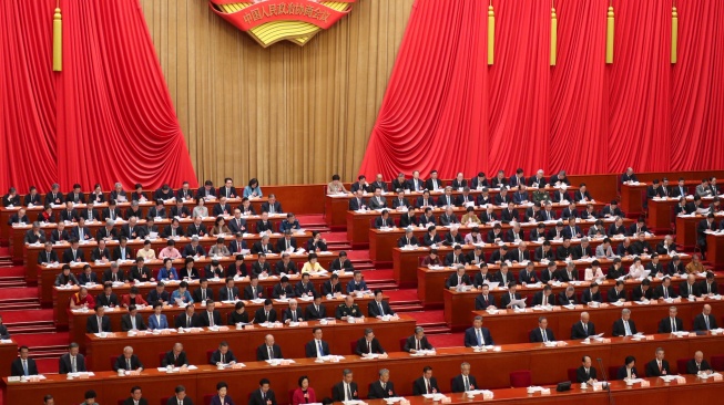 Suasana sidang tahunan badan penasihat parlemen Tiongkok yaitu Majelis Permusyawaratan Politik Rakyat China (CPPCC) pada hari pertama di Balai Agung Rakyat, Beijing, China, Rabu (4/3/2026). [ANTARA FOTO/Desca Lidya Natalia/foc]